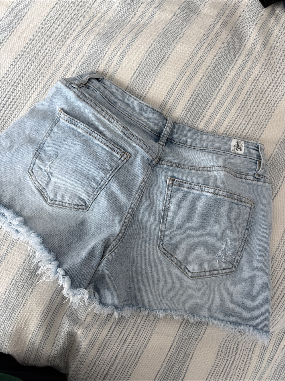 Altar'd State Light Blue Distressed Denim Shorts - Picture 3 of 3